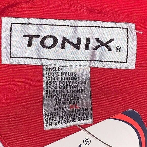 Tonix Mens XL Athletic‎ Full Zip Front Running Jacket Windbreaker Red Nylon NWT - Picture 2 of 6